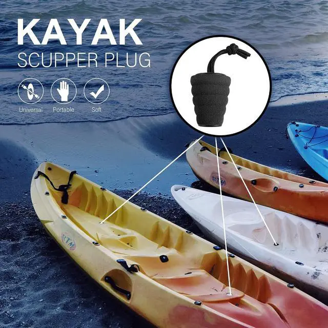 Alt view image 5 of 7 - GanFindX Kayak Scupper Plug for 1.4-1.7" Scupper Universal Drain Hole | Flexible EVA Material with Lanyard Design for Easy Installation and Secure Fit During Kayaking