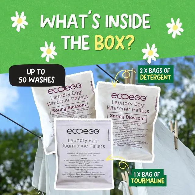 Alt view image 3 of 7 - Ecoegg Laundry Egg Refill Pellets, 50 Loads, Spring Blossom, Sensitive Skin Laundry Detergent