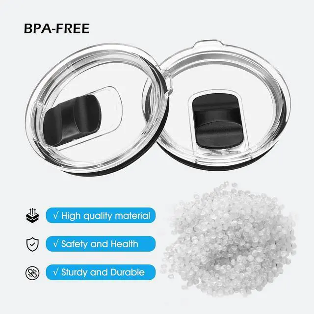 Alt view image 5 of 7 - 30 oz Tumbler Lid, 2Pcs Replacement Lids for YETI 30/32 oz tumbler | 30 oz Travel Magnetic Spill Proof Cup Lids Covers, BPA Free, with 2 Magnetic Sliders & 2 Rubber Seals, by Dincerpen