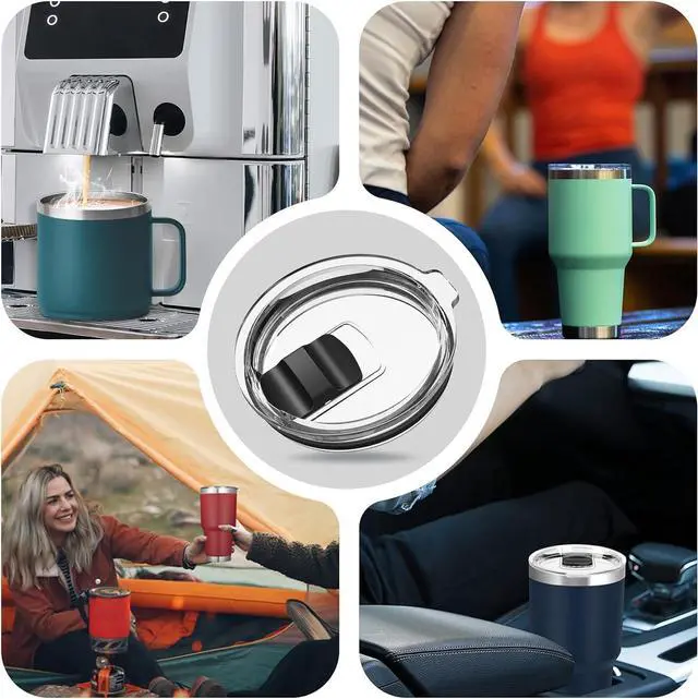 Alt view image 7 of 7 - 30 oz Tumbler Lid, 2Pcs Replacement Lids for YETI 30/32 oz tumbler | 30 oz Travel Magnetic Spill Proof Cup Lids Covers, BPA Free, with 2 Magnetic Sliders & 2 Rubber Seals, by Dincerpen