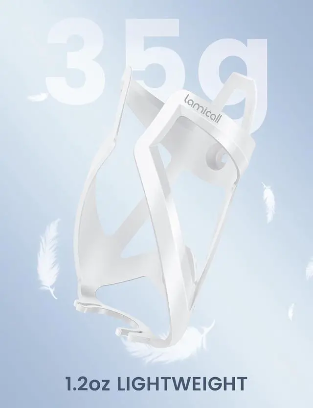 Alt view image 2 of 7 - Lamicall Bike Water Bottle Holder - 1.2 Oz Ultralight Bike Cup Holder | Sturdy Bicycle Drink Cage, Cycling Bike Water Bottle Cage with Screw Tool, for 2.75-3.94" Diameter Bottles, White