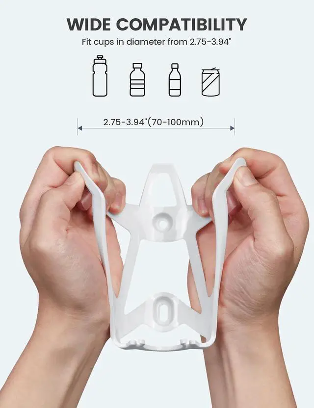 Alt view image 3 of 7 - Lamicall Bike Water Bottle Holder - 1.2 Oz Ultralight Bike Cup Holder | Sturdy Bicycle Drink Cage, Cycling Bike Water Bottle Cage with Screw Tool, for 2.75-3.94" Diameter Bottles, White