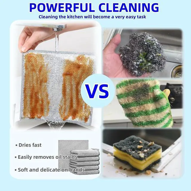 Alt view image 5 of 6 - Non-Scratch Wire Dishcloth - Multipurpose Wire Dishwashing Rag for Pots, Pans, Glassware & Grills, Durable and Fast-Drying Kitchen Scrubber (6PCS)