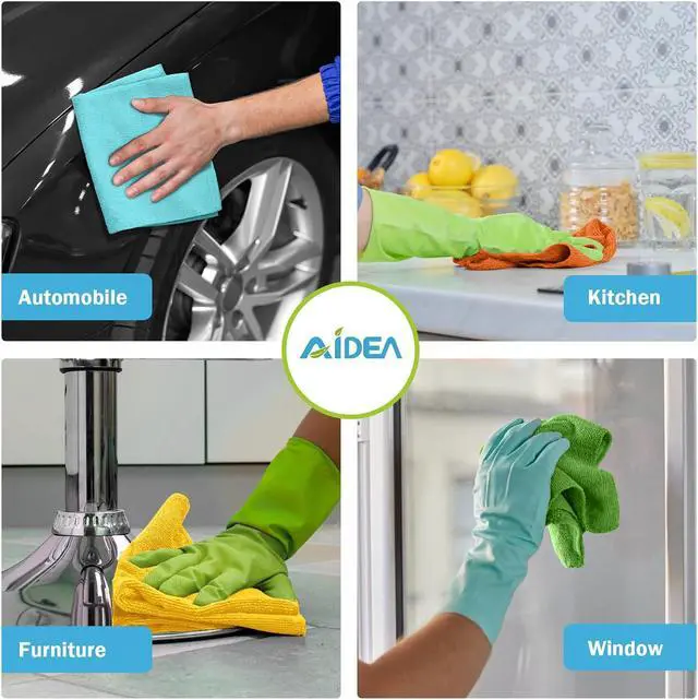 Alt view image 4 of 7 - AIDEA Microfiber Cleaning Cloth, 10PK, Soft Absorbent Rags, Microfiber Towels for Cars, Kitchen Towels, Dusting Cloth for Home, Window, Cleaning Supplies, 12"×12"