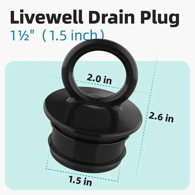 Alt view image 2 of 6 - PVC Push-in Boat Drain Plug, Livewell Plug for 1-1/2" Thru-Hull Drain Tubes | 1.5 inch Boat Drain Plug with Double-Layer Seal Ring & Pull Ring, Prevents Water Overflow Sinks & Coolers (2 Pcs)