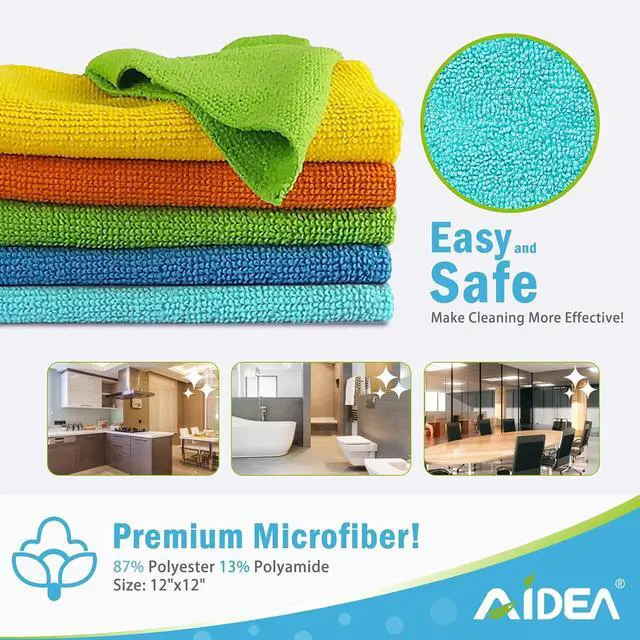 Alt view image 6 of 7 - AIDEA Microfiber Cleaning Cloth, 10PK, Soft Absorbent Rags, Microfiber Towels for Cars, Kitchen Towels, Dusting Cloth for Home, Window, Cleaning Supplies, 12"×12"