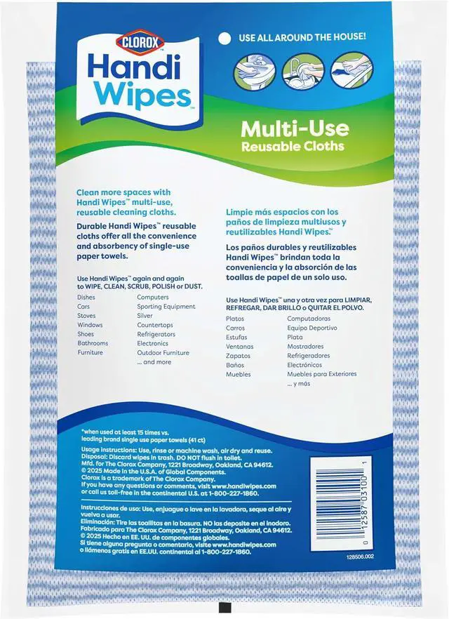Alt view image 4 of 4 - Clorox Handi Wipes Multi Use Reusable Cloths, 6 Count (Package May Vary)