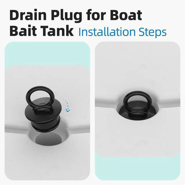 Alt view image 5 of 6 - PVC Push-in Boat Drain Plug, Livewell Plug for 1-1/2" Thru-Hull Drain Tubes | 1.5 inch Boat Drain Plug with Double-Layer Seal Ring & Pull Ring, Prevents Water Overflow Sinks & Coolers (2 Pcs)