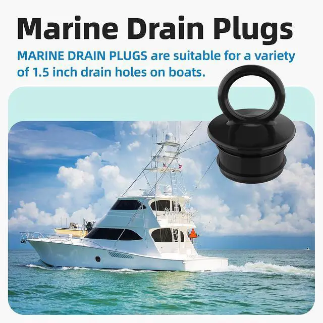Alt view image 6 of 6 - PVC Push-in Boat Drain Plug, Livewell Plug for 1-1/2" Thru-Hull Drain Tubes | 1.5 inch Boat Drain Plug with Double-Layer Seal Ring & Pull Ring, Prevents Water Overflow Sinks & Coolers (2 Pcs)