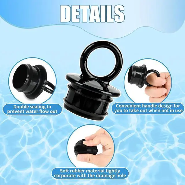 Alt view image 3 of 6 - 2 Pcs PVC Boat Drain Plug, 1 1/2" Boat Livewell Plugs for Thru Hull Drain | Push in 1.5 inch Drain Plug 1 1/2 Marine Plug for for Livewell Boat