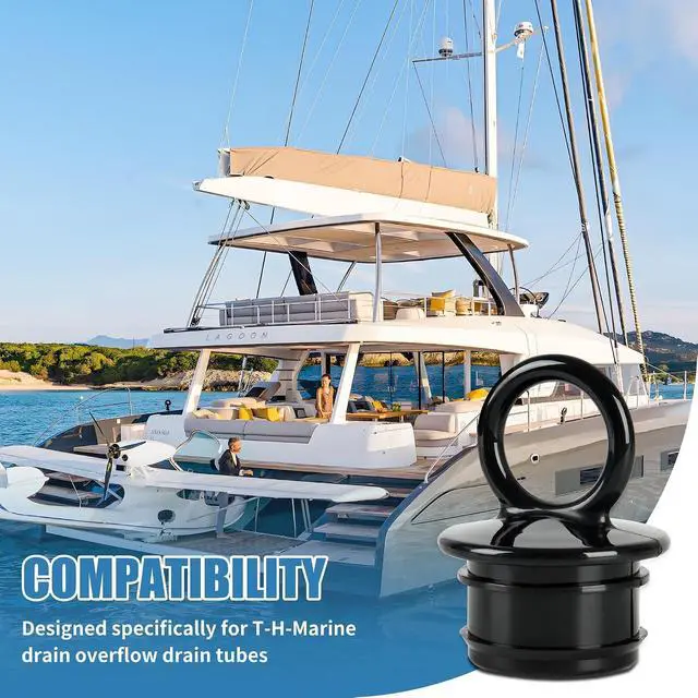 Alt view image 6 of 6 - 2 Pcs PVC Boat Drain Plug, 1 1/2" Boat Livewell Plugs for Thru Hull Drain | Push in 1.5 inch Drain Plug 1 1/2 Marine Plug for for Livewell Boat