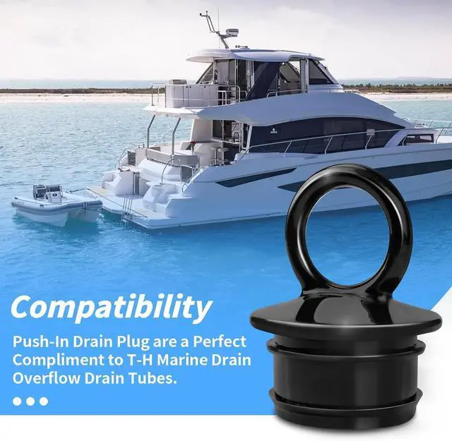 Alt view image 2 of 6 - PVC Push-in Boat Drain Plug Replacement for T-H-Mar-ine Boats Scuppers 1-1/2 Thru-Hull Drains, The Push-in Boat Drain Plug Stopper for Livewell Boat Plug Effectively Prevent Water Overflow - (2 Pack)