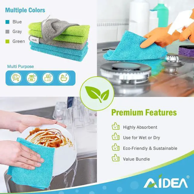 Alt view image 6 of 7 - AIDEA Microfiber Cleaning Cloth-12PK, Microfiber Towels for Cars 12"x12" | Absorbent Cleaning Rags, Reusable Microfiber Towels Lint-Free, Dish Rags Streak-Free for Home /Kitchen /Window (Multicolor)
