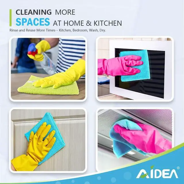 Alt view image 7 of 7 - AIDEA Microfiber Cleaning Cloth-12PK, Microfiber Towels for Cars 12"x12" | Absorbent Cleaning Rags, Reusable Microfiber Towels Lint-Free, Dish Rags Streak-Free for Home /Kitchen /Window (Multicolor)