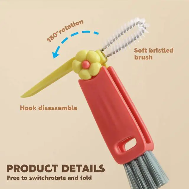 Alt view image 3 of 7 - 3 in 1 Cup Lid Cleaning Brush, Multifunctional Cleaning Brush Portable Cup Lid Cleaner for Bottle Gap Tight Spaces Cup, Portable Cup Lid Cleaner, 1 Pcs Red