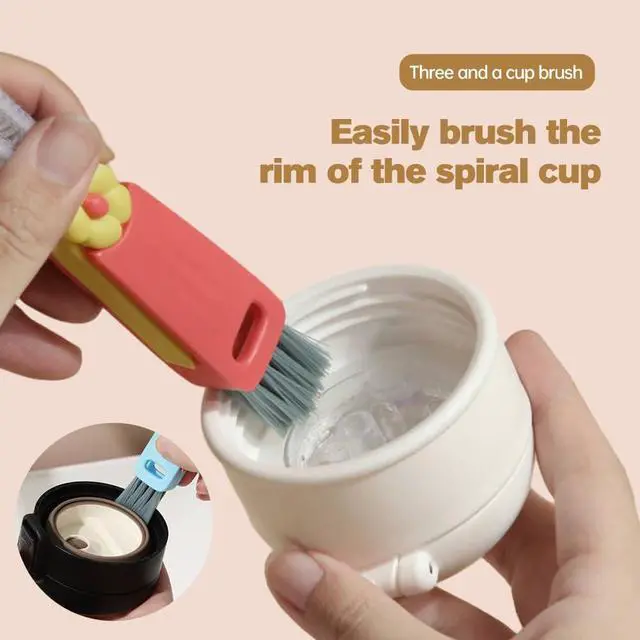 Alt view image 4 of 7 - 3 in 1 Cup Lid Cleaning Brush, Multifunctional Cleaning Brush Portable Cup Lid Cleaner for Bottle Gap Tight Spaces Cup, Portable Cup Lid Cleaner, 1 Pcs Red