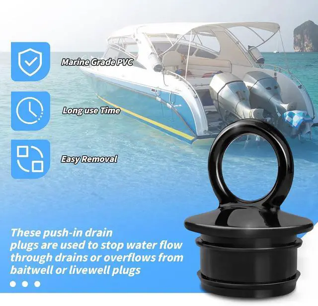 Alt view image 5 of 6 - PVC Push-in Boat Drain Plug Replacement for T-H-Mar-ine Boats Scuppers 1-1/2 Thru-Hull Drains, The Push-in Boat Drain Plug Stopper for Livewell Boat Plug Effectively Prevent Water Overflow - (2 Pack)