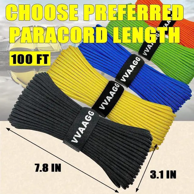 Alt view image 3 of 7 - VVAAGG 1000 Black Paracord Rope 100FT Utility Nylon Heavy Duty 12 Strand Parachute Cord for Camping, Tent, Clothsline, Outdoor Hiking, Fishing, Survival Braceletand, Weatherproof Rope (100FT)