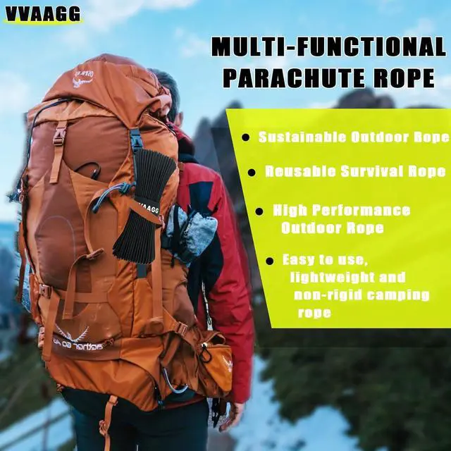 Alt view image 6 of 7 - VVAAGG 1000 Black Paracord Rope 100FT Utility Nylon Heavy Duty 12 Strand Parachute Cord for Camping, Tent, Clothsline, Outdoor Hiking, Fishing, Survival Braceletand, Weatherproof Rope (100FT)