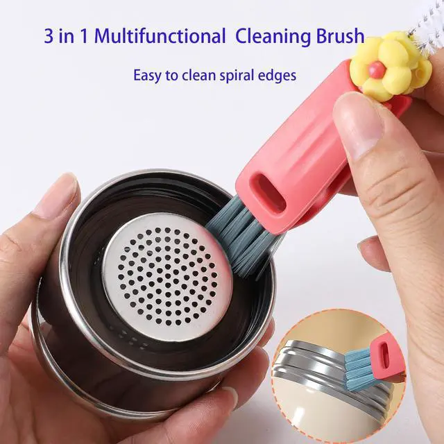 Alt view image 5 of 7 - 3 in 1 Cup Lid Cleaning Brush, Multifunctional Cleaning Brush Portable Cup Lid Cleaner for Bottle Gap Tight Spaces Cup, Portable Cup Lid Cleaner, 1 Pcs Red