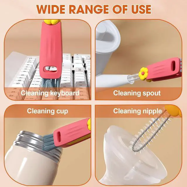 Alt view image 7 of 7 - 3 in 1 Cup Lid Cleaning Brush, Multifunctional Cleaning Brush Portable Cup Lid Cleaner for Bottle Gap Tight Spaces Cup, Portable Cup Lid Cleaner, 1 Pcs Red