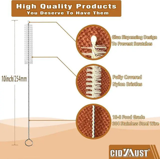 Alt view image 3 of 7 - Straw Cleaner Brush Extend 10-Inch, Straw Brush with Premium PA6 Nylon Bristles for Reusable Straws,Baby Bottles, Sippy Cups & Sport Water Bottles,10-Pack.