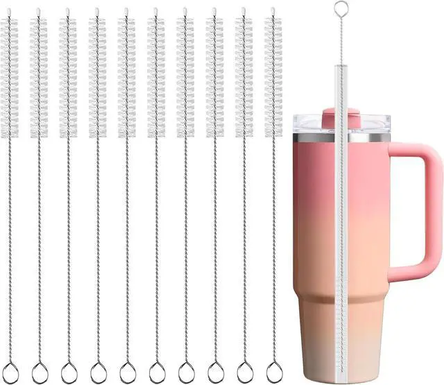 Main image of Straw Cleaner Brush Extend 10-Inch, Straw Brush with Premium PA6 Nylon Bristles for Reusable Straws,Baby Bottles, Sippy Cups & Sport Water Bottles,10-Pack.