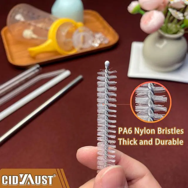 Alt view image 5 of 7 - Straw Cleaner Brush Extend 10-Inch, Straw Brush with Premium PA6 Nylon Bristles for Reusable Straws,Baby Bottles, Sippy Cups & Sport Water Bottles,10-Pack.