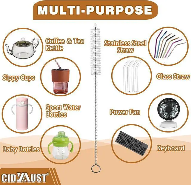 Alt view image 7 of 7 - Straw Cleaner Brush Extend 10-Inch, Straw Brush with Premium PA6 Nylon Bristles for Reusable Straws,Baby Bottles, Sippy Cups & Sport Water Bottles,10-Pack.
