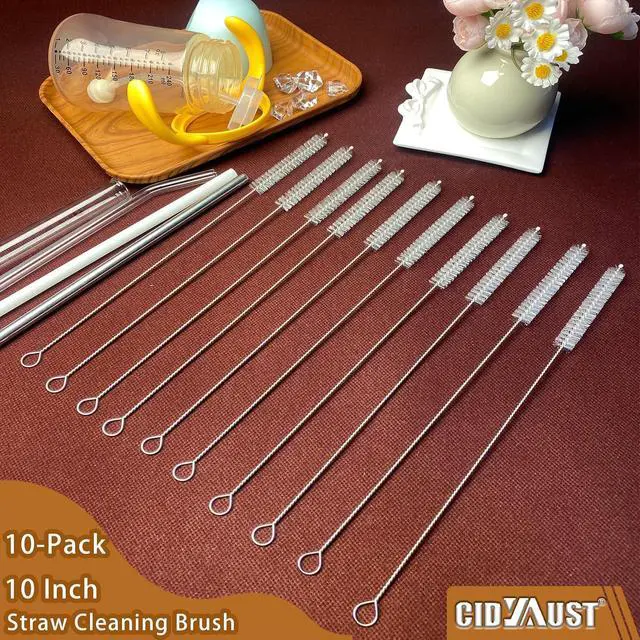 Alt view image 6 of 7 - Straw Cleaner Brush Extend 10-Inch, Straw Brush with Premium PA6 Nylon Bristles for Reusable Straws,Baby Bottles, Sippy Cups & Sport Water Bottles,10-Pack.