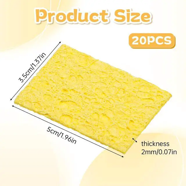 Alt view image 2 of 7 - 20Pcs Soldering Sponge Soldering Iron Cleaning Sponge Solder Sponges Welding Clean Pads Square Replacement Cleaning Pads