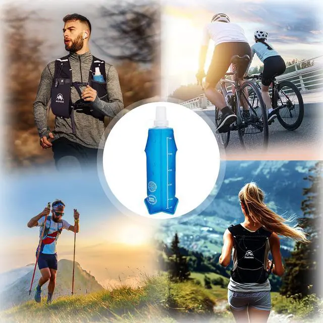 Alt view image 5 of 7 - 2 Pack Collapsible Water Bottle 500ml BPA-Free Foldable Soft Flask for Running, Hiking, Cycling, Jogging, Trail Running, Marathon, Travel, Outdoor Reusable Hydration Bottle for Backpack (500 ml)