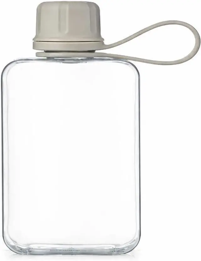 Main image of Flat Water Bottle Travel Flask Portable 8.2 oz BPA Free Tritan Square Small Water Bottles Leakproof Slim Water Bottle for Purse Travel Pocket Sports Fitness (Grey, 8.2 OZ)
