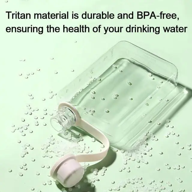 Alt view image 4 of 7 - Flat Water Bottle Travel Flask Portable 8.2 oz BPA Free Tritan Square Small Water Bottles Leakproof Slim Water Bottle for Purse Travel Pocket Sports Fitness (Grey, 8.2 OZ)