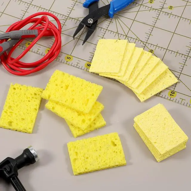 Alt view image 7 of 7 - 20Pcs Soldering Sponge Soldering Iron Cleaning Sponge Solder Sponges Welding Clean Pads Square Replacement Cleaning Pads