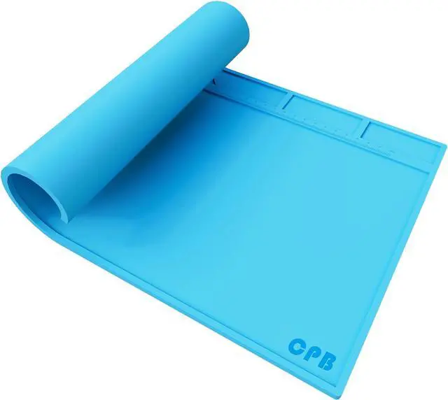 Main image of CPB Silicone Soldering Repair Mat, 13.7" x 9.8" Heat Resistant Work Mat | with Scale Rule and Screw Position for Soldering Iron, Electronics, Computer, Cellphone -Blue