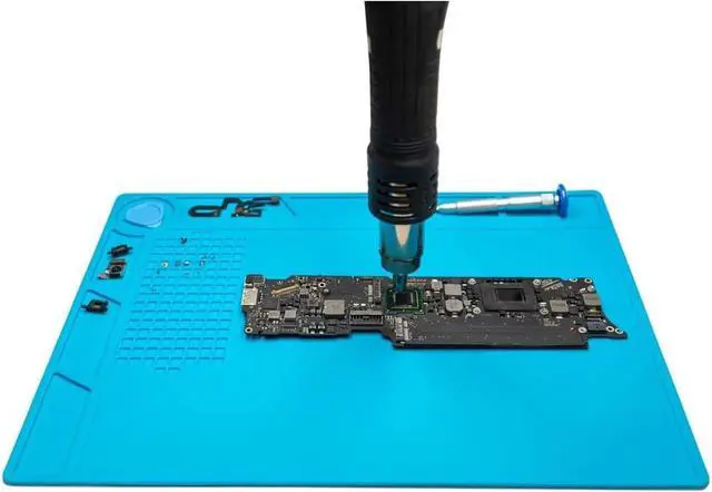 Alt view image 4 of 7 - CPB Silicone Soldering Repair Mat, 13.7" x 9.8" Heat Resistant Work Mat | with Scale Rule and Screw Position for Soldering Iron, Electronics, Computer, Cellphone -Blue