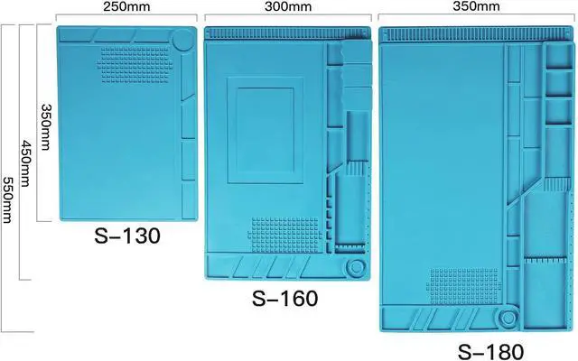 Alt view image 6 of 7 - CPB Silicone Soldering Repair Mat, 13.7" x 9.8" Heat Resistant Work Mat | with Scale Rule and Screw Position for Soldering Iron, Electronics, Computer, Cellphone -Blue