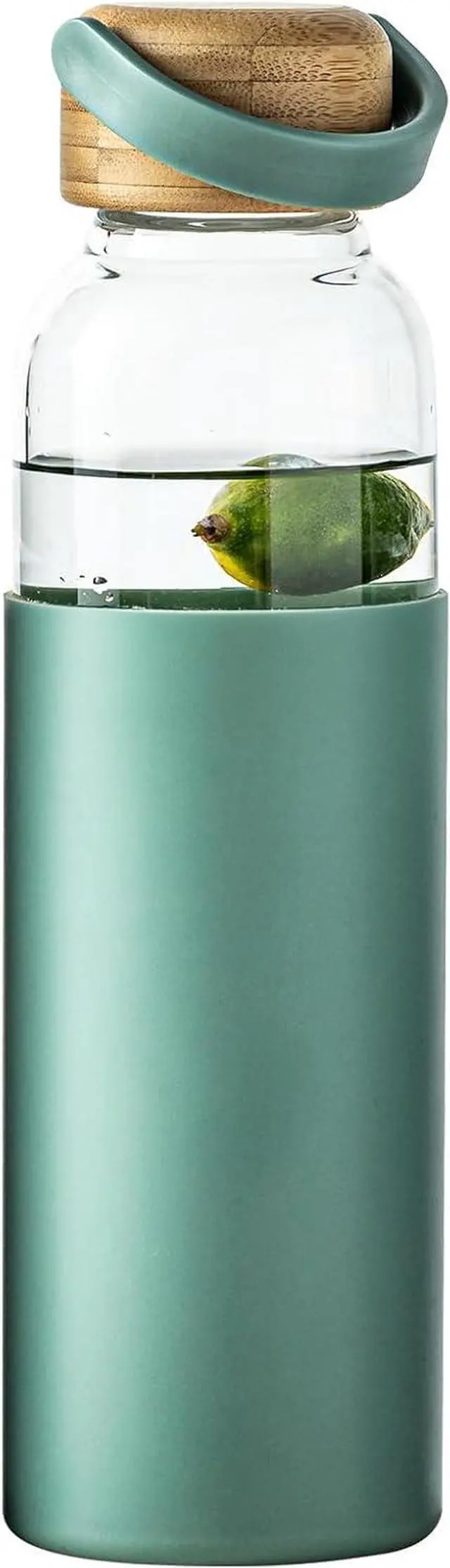 Main image of 21oz Borosilicate Glass Water Bottles with Silicone Non-Slip Sleeve & Leak-Proof Lid-Reusable Drink Bottle for Office,Travel,Gym,Hiking-BPA Free,Ideal Gift for Home,Car &Fitness (Green)