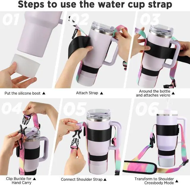 Alt view image 2 of 7 - EasyAcc Water Bottle Holder Strap Sling, for Owala FreeSip 24 32 40 oz, Hydro Flask, Cirkul, Yeti, Stanley Flip, Universal Water Bottles, with Carabiner, for Walking Curise Travel (Bottle Excluded)
