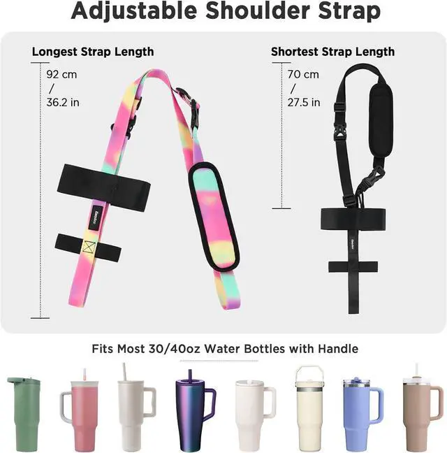 Alt view image 7 of 7 - EasyAcc Water Bottle Holder Strap Sling, for Owala FreeSip 24 32 40 oz, Hydro Flask, Cirkul, Yeti, Stanley Flip, Universal Water Bottles, with Carabiner, for Walking Curise Travel (Bottle Excluded)