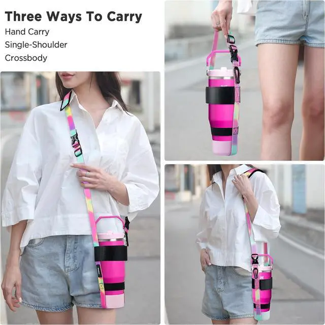Alt view image 5 of 7 - EasyAcc Water Bottle Holder Strap Sling, for Owala FreeSip 24 32 40 oz, Hydro Flask, Cirkul, Yeti, Stanley Flip, Universal Water Bottles, with Carabiner, for Walking Curise Travel (Bottle Excluded)
