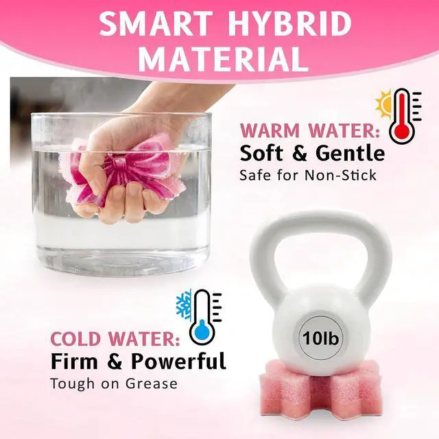 Alt view image 3 of 7 - Bulimumu Pink Bow Kitchen Sponge, 3-Layer German Cellulose & Temperature Sensitive Scrubbie, Swedish Kitchen Dishcloths Material, Faucet Mountable Decorative Dish Scrubber, Coquette Preppy