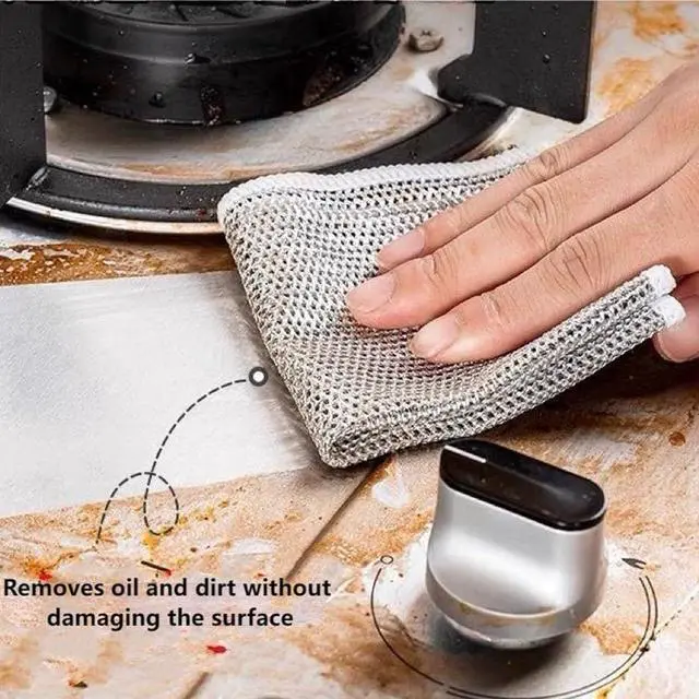Alt view image 2 of 6 - New Multifunctional Non-Scratch Wire Dishcloth, Multipurpose Wire Dishwashing Rags for Wet and Dry, Scrubs & Cleans for Dishes, Sinks, Counters, Stove Tops (5Pcs)