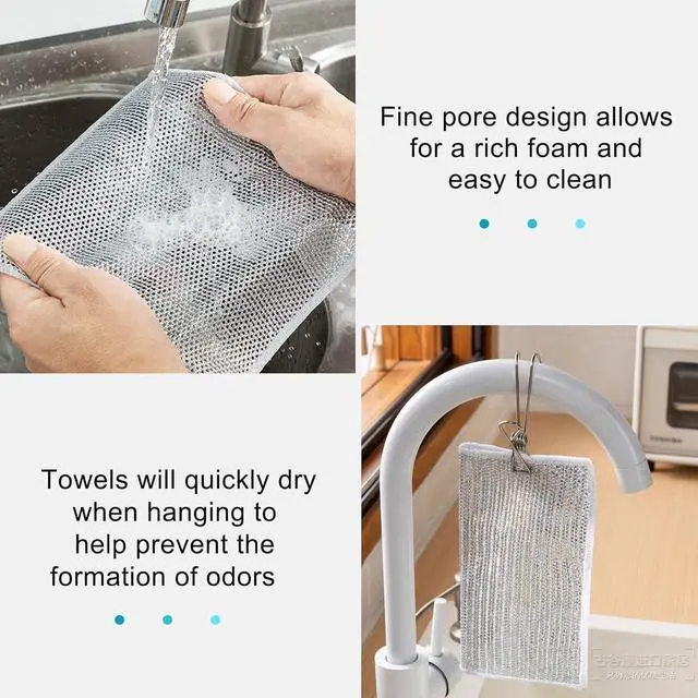 Alt view image 4 of 6 - New Multifunctional Non-Scratch Wire Dishcloth, Multipurpose Wire Dishwashing Rags for Wet and Dry, Scrubs & Cleans for Dishes, Sinks, Counters, Stove Tops (5Pcs)