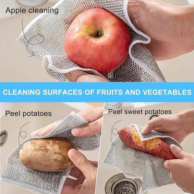 Alt view image 5 of 6 - New Multifunctional Non-Scratch Wire Dishcloth, Multipurpose Wire Dishwashing Rags for Wet and Dry, Scrubs & Cleans for Dishes, Sinks, Counters, Stove Tops (5Pcs)