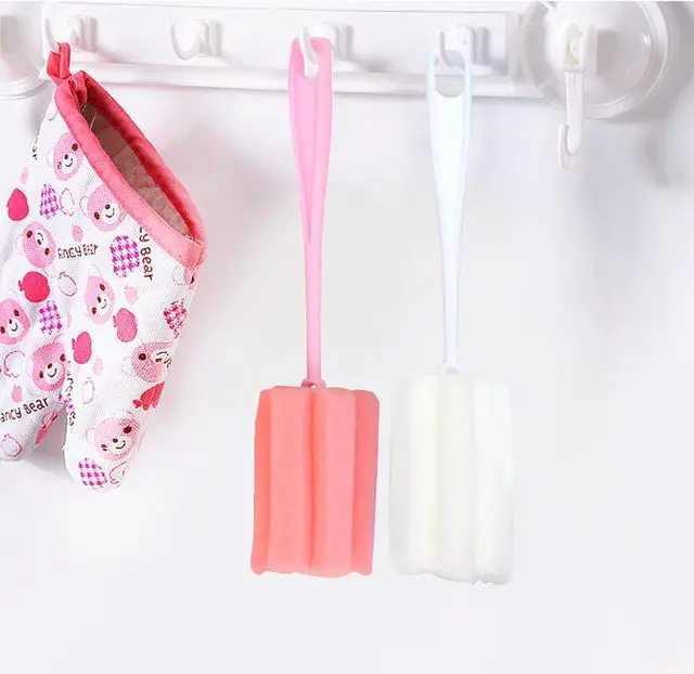 Alt view image 4 of 7 - Bottle Brush Sponge 4PCS Cup Washer Brush Long Handle Cleaner Brush for Baby Bottle Glasswares Mugs Cups Kitchen Clean (4 PCS)