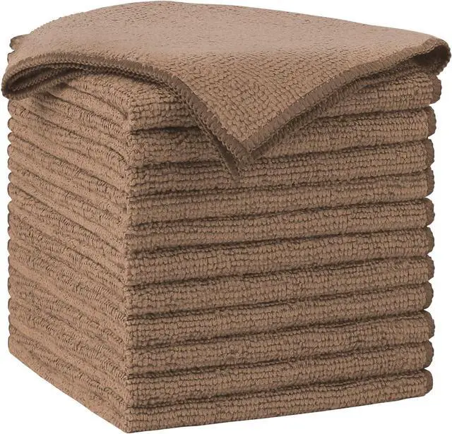 Main image of AIDEA Brown Microfiber Cleaning Cloth-12PK, Cleaning Rags 12"x12" Absorbent | Microfiber Towels for Cars Lint Free, Reusable Microfiber Rags, Kitchen Towel Dusting Cloth, Dish Rags for Home/Window