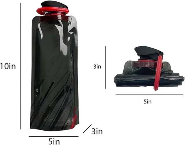 Alt view image 4 of 5 - Jinora 2 Pack Collapsible Water Bottles for Travel 23oz Foldable Water Bottle with Carabiner,Leakproof BPA-Free Water Jup, Portable Reusable Water Bottle for Hiking,Sports,Camping,Biking