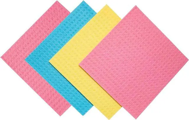 Main image of Reusable Swedish Dishcloths (4 Pack) Ultra Absorbent, Eco-Friendly Kitchen Cleaning Cloths Paper Towel Alternative for Dishes, Counters, Glass & Everyday Wiping